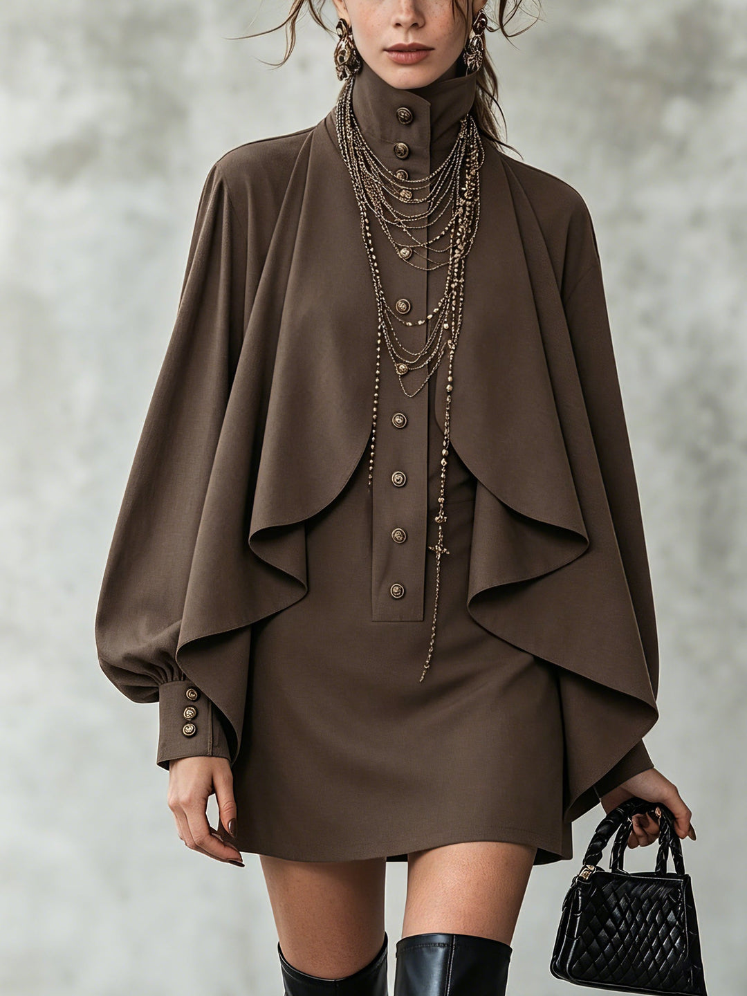 OPHELIA™ - ELEGANT CAPE MINI DRESS