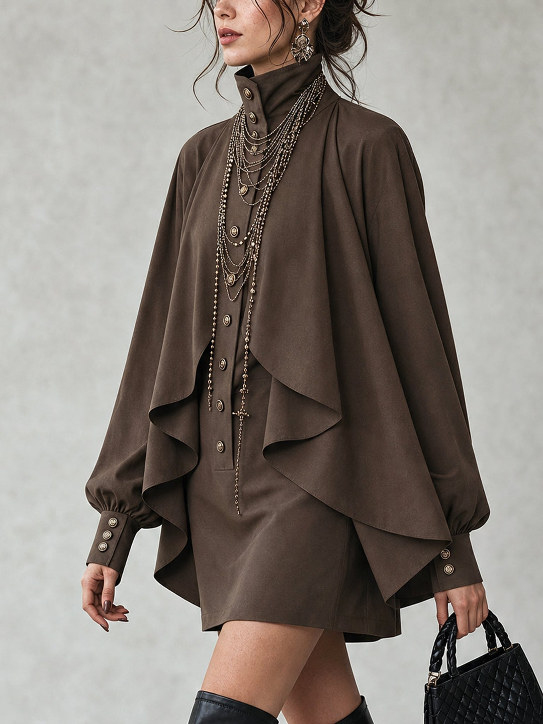 OPHELIA™ - ELEGANT CAPE MINI DRESS
