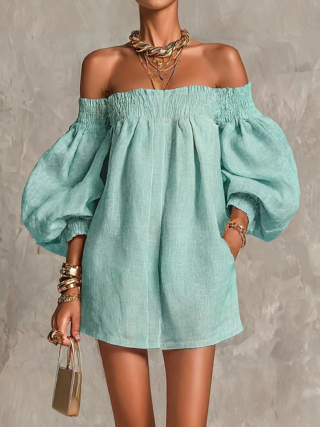ROSALINE™ - OFF-SHOULDER PUFF SLEEVE MINI DRESS