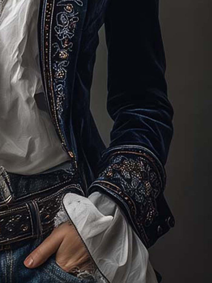 CHIARA™ - ELEGANT EMBROIDERED LONG BLAZER