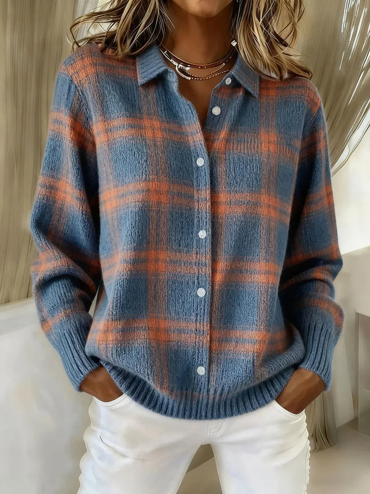 CATERINA™ - ELEGANT PLAID KNIT CARDIGAN