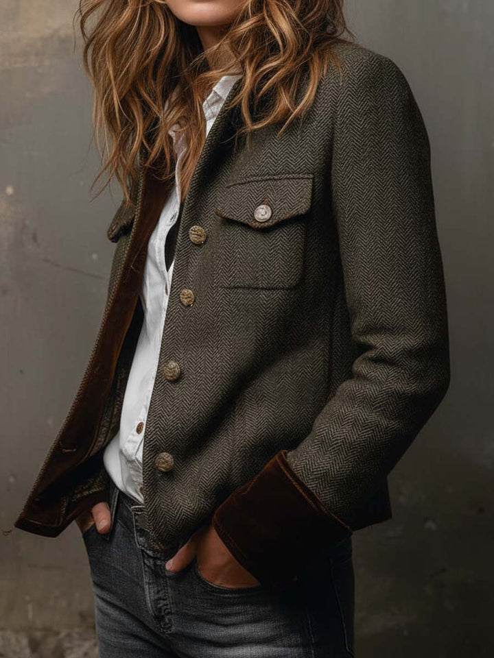 BELLA™ - ELEGANT VINTAGE HOUNDSTOOTH BLAZER