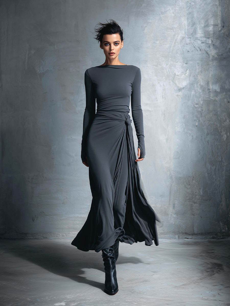 NAOMIE™ - ELEGANT SILK KNIT MAXI DRESS
