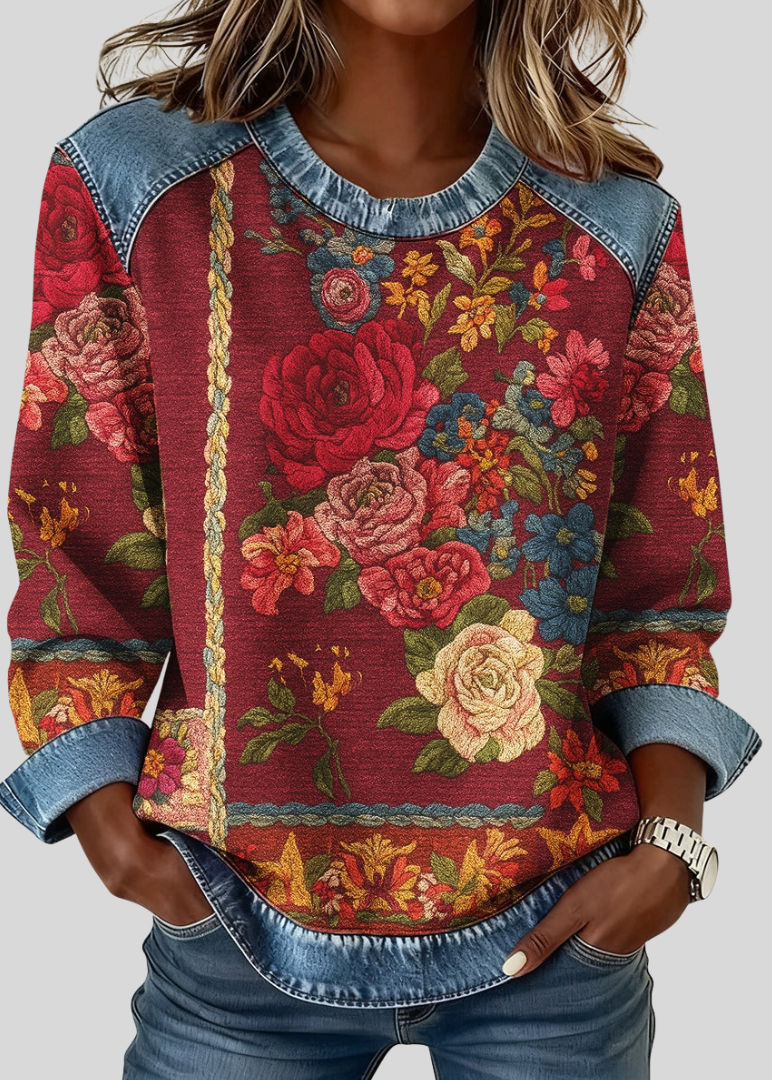 EVELYN™ - ELEGANT TWO-TONE FLORAL SWEATSHIRT