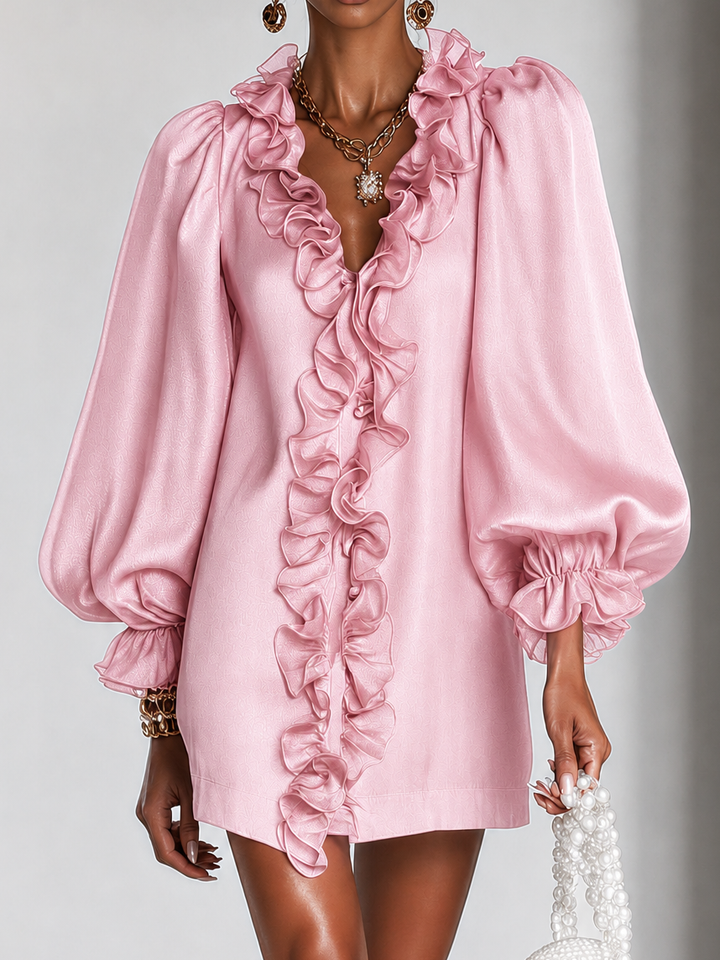 OTTILIE™ - RUFFLED PUFF-SLEEVE MINI DRESS