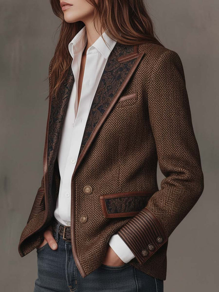 GISELDA™ - ELEGANT CHEVRON PRINT BLAZER