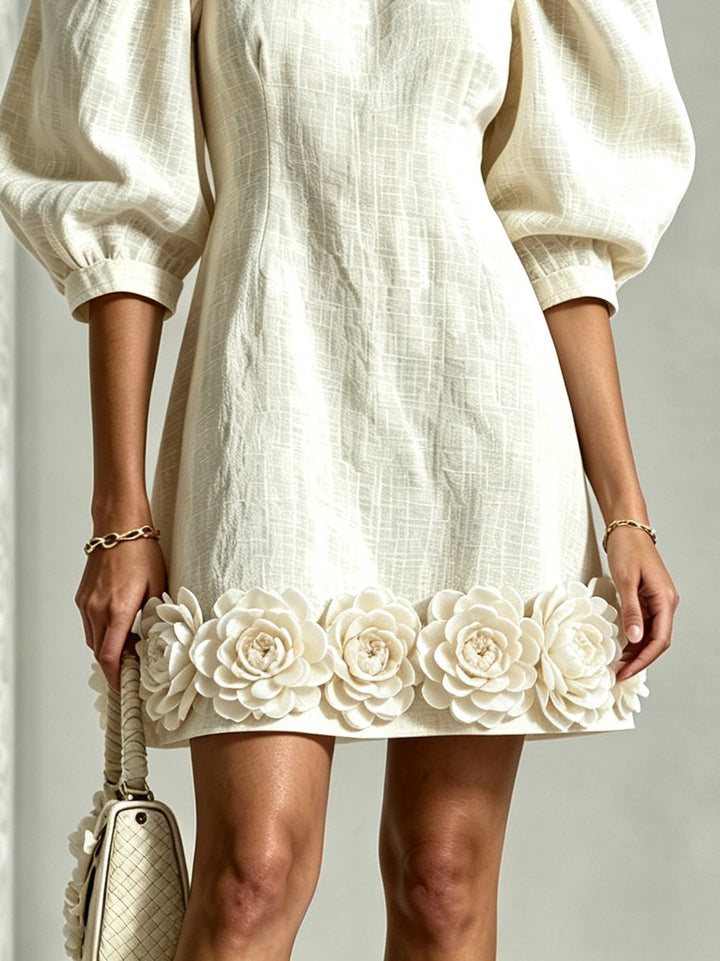 BLANCHE™ - ELEGANT PUFF-SLEEVE MINI DRESS