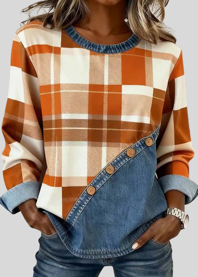 ZOE™ - ELEGANT PATCHWORK PANEL SWEATER