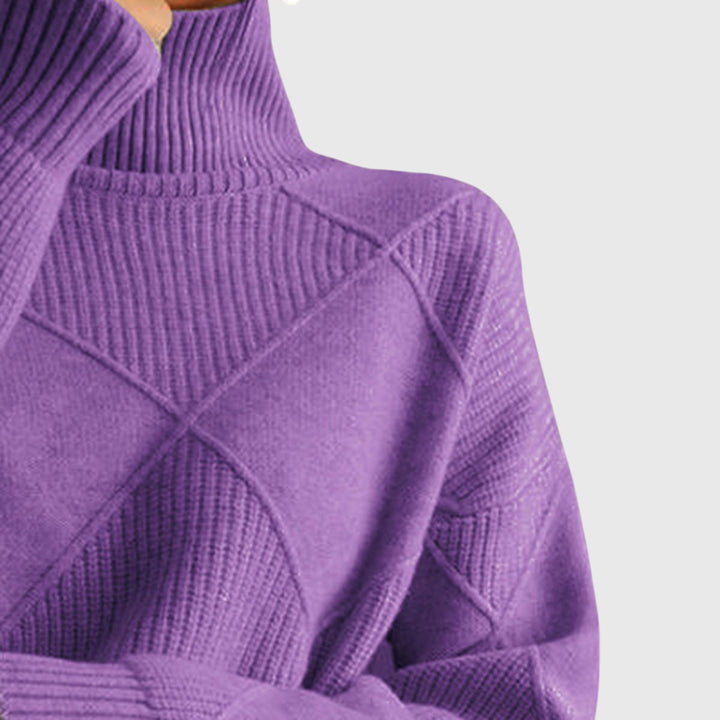ANGELA™ - ELEGANT TEXTURED PATCHWORK TURTLENECK