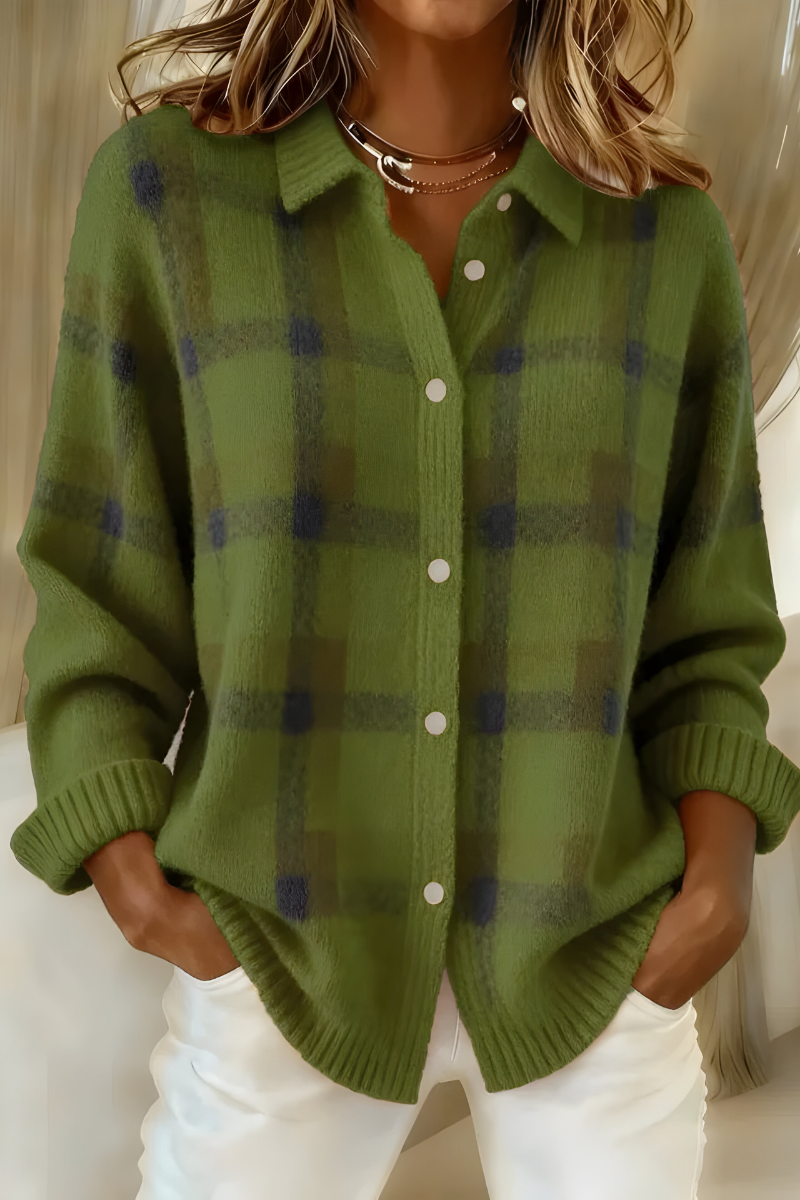 CATERINA™ - ELEGANT PLAID KNIT CARDIGAN
