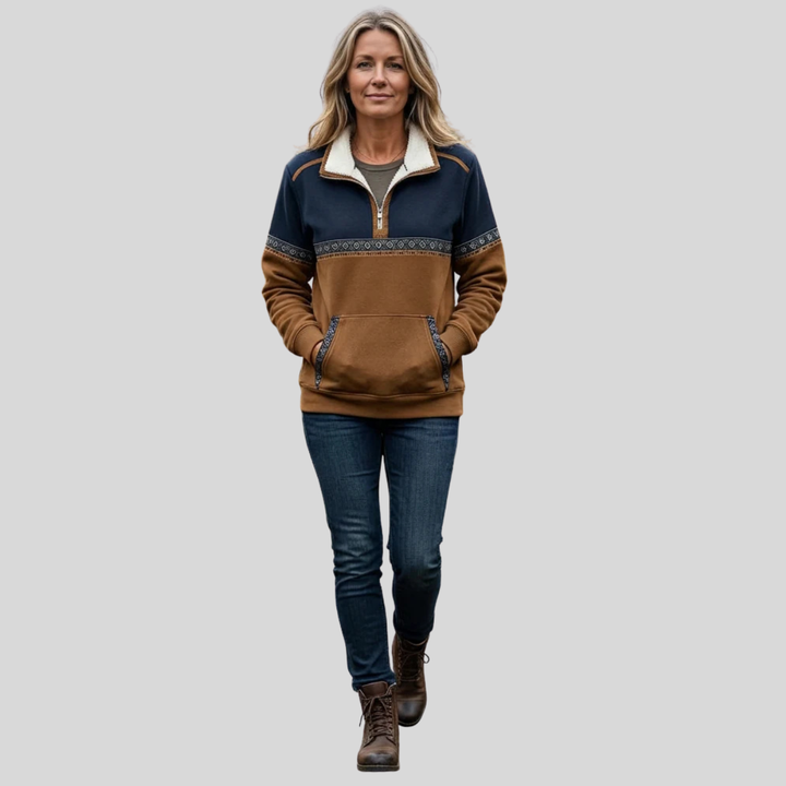 AMELIA™ - ELEGANT FLEECE HALF-ZIP SWEATER