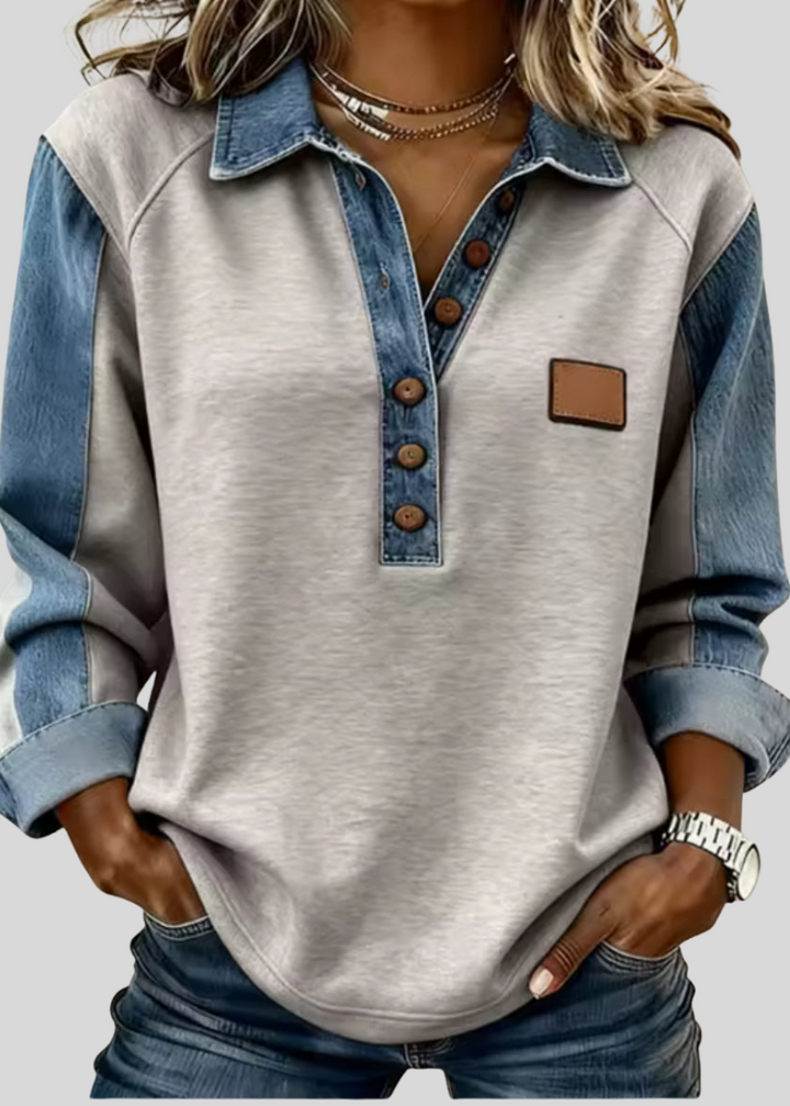HARPER™ - ELEGANT DENIM COLLARED SWEATER