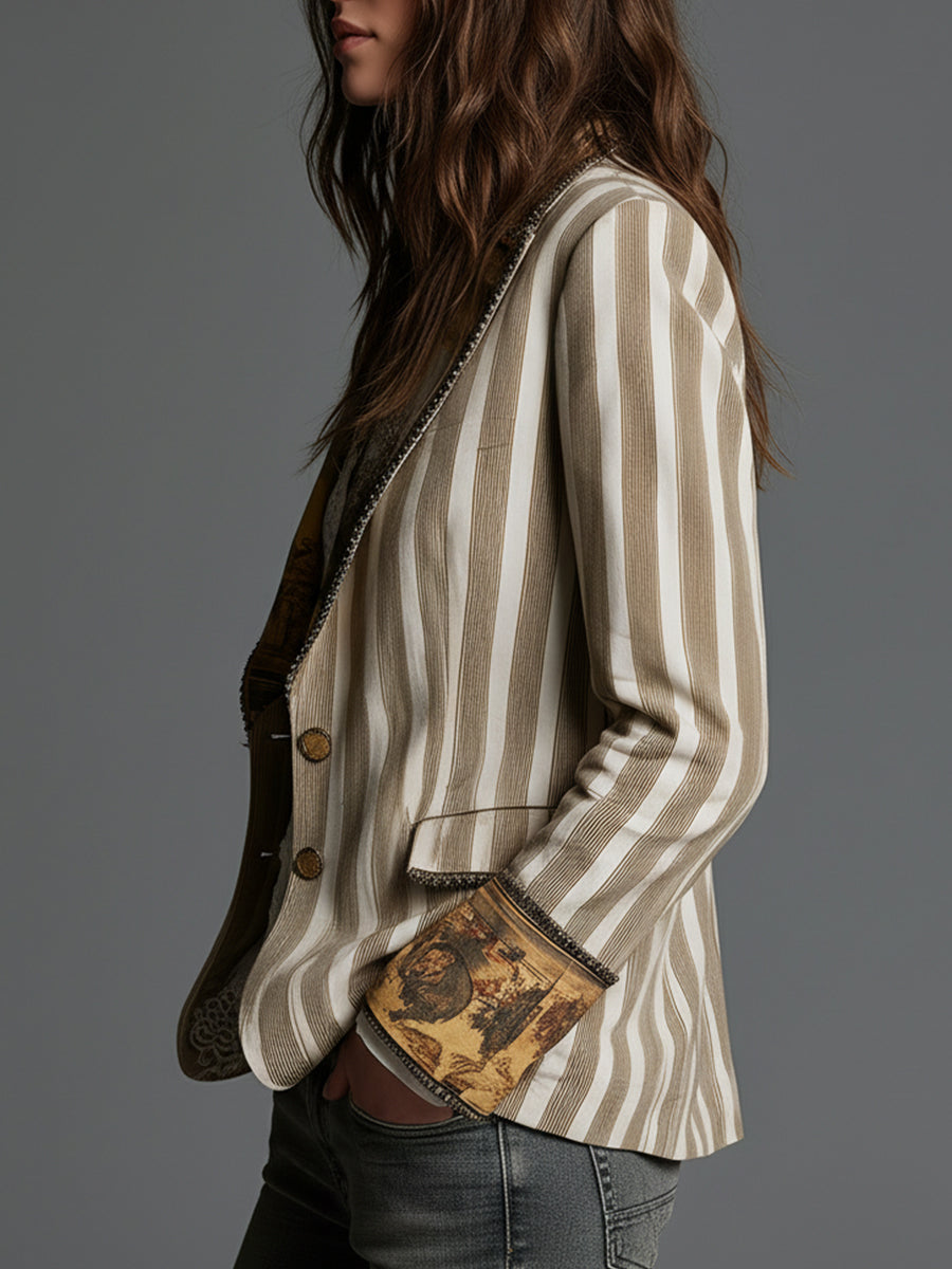 ROSALIA™ - ELEGANT BOHEMIAN STRIPE BLAZER