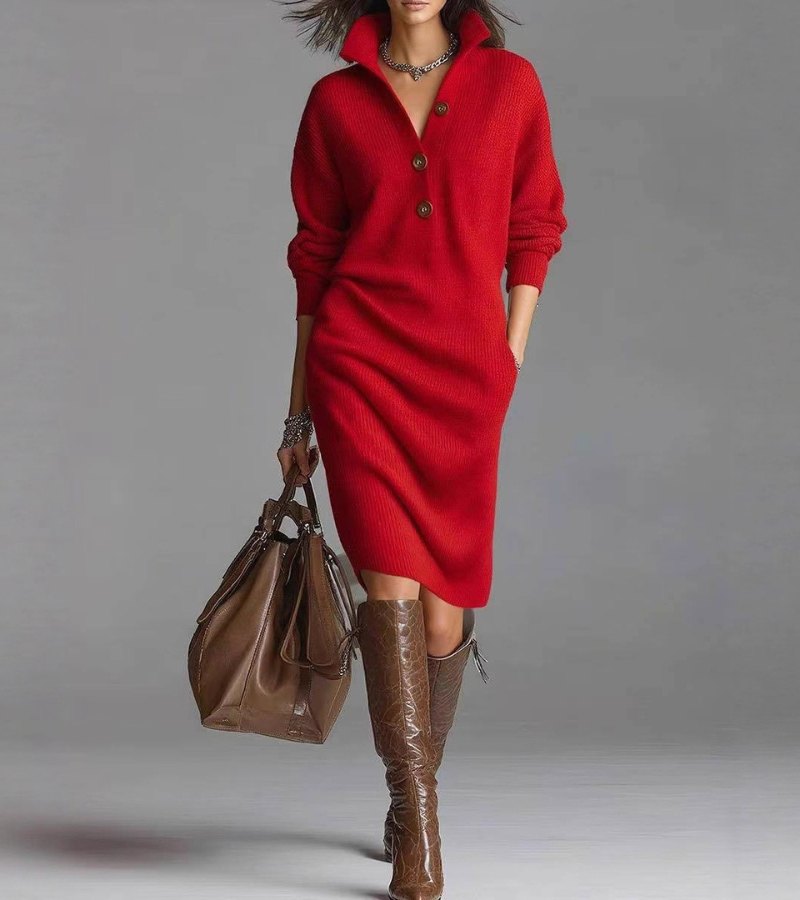 JULIET™ - ELEGANT COZY KNIT MIDI DRESS