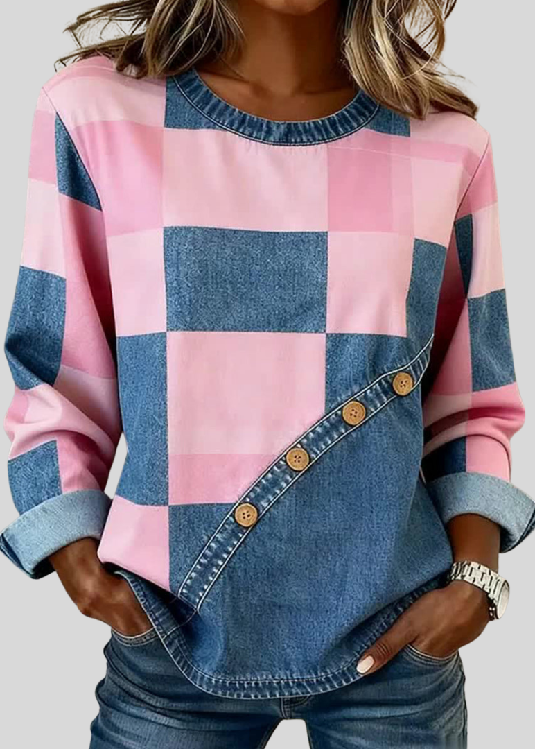 GAIL™ - ELEGANT DENIM PATCHWORK SWEATER