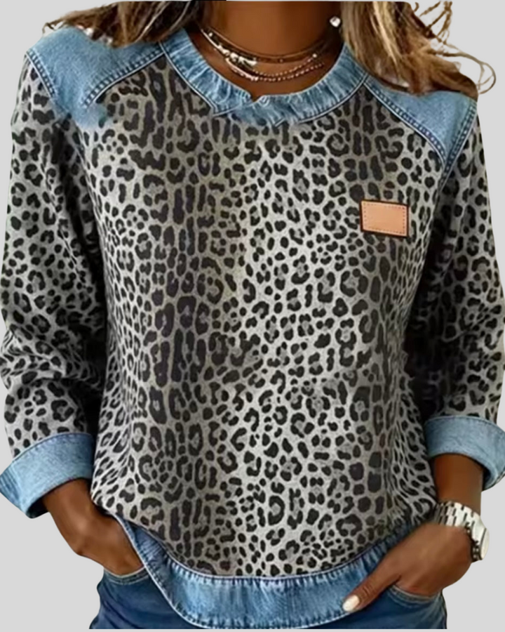 EMMA™ - ELEGANT DENIM PATCH SWEATER
