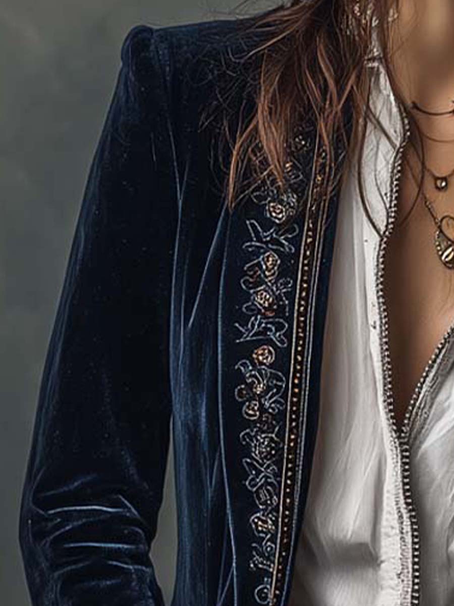 CHIARA™ - ELEGANT EMBROIDERED LONG BLAZER