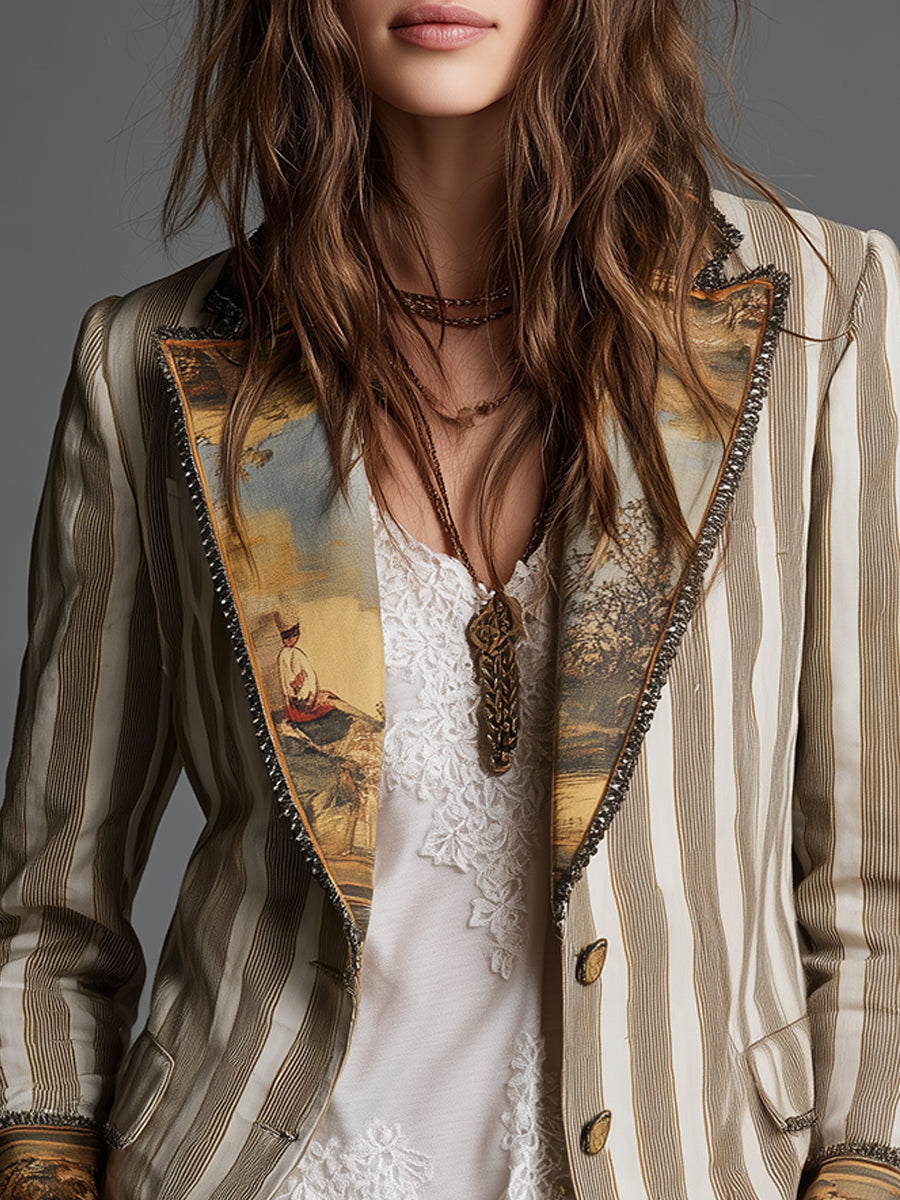 ROSALIA™ - ELEGANT BOHEMIAN STRIPE BLAZER
