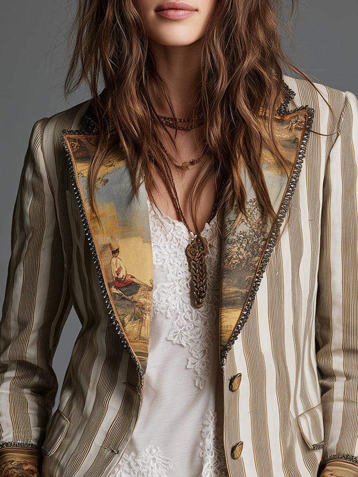 ROSALIA™ - ELEGANT BOHEMIAN STRIPE BLAZER