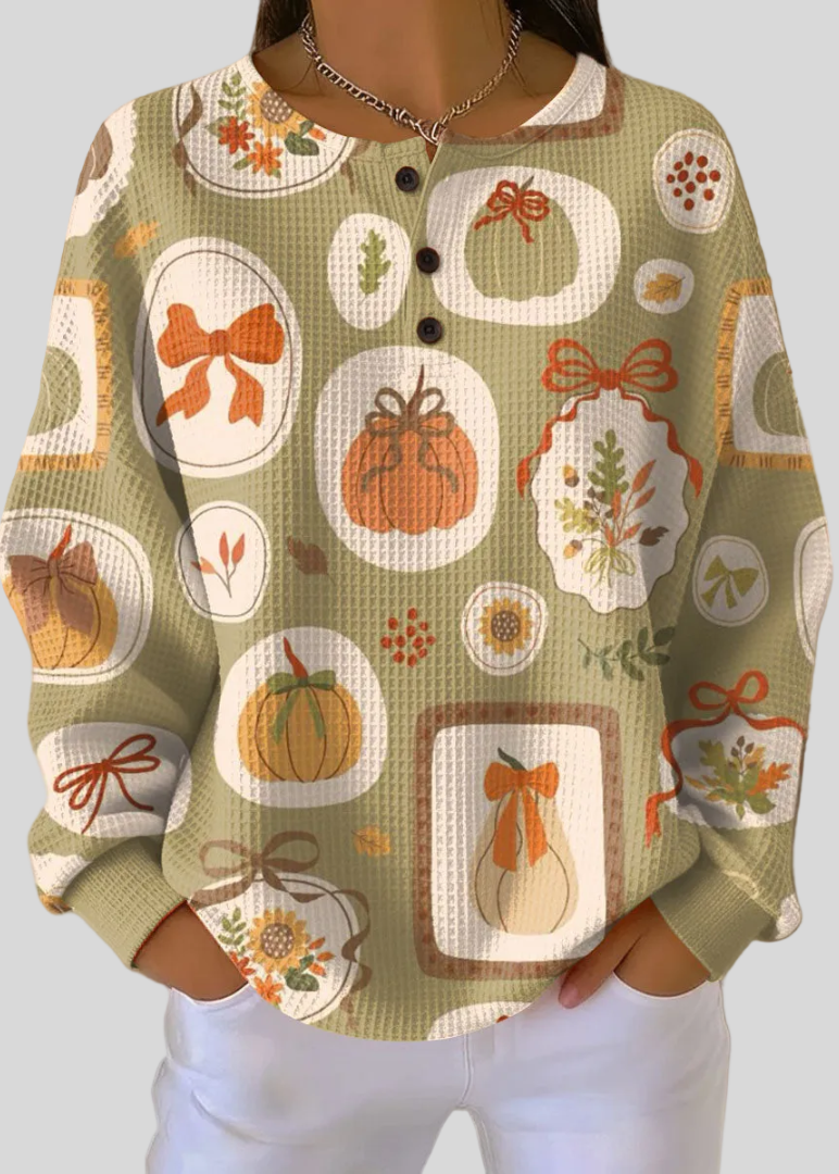 HANNAH™ - ELEGANT COZY HENLEY SWEATSHIRT