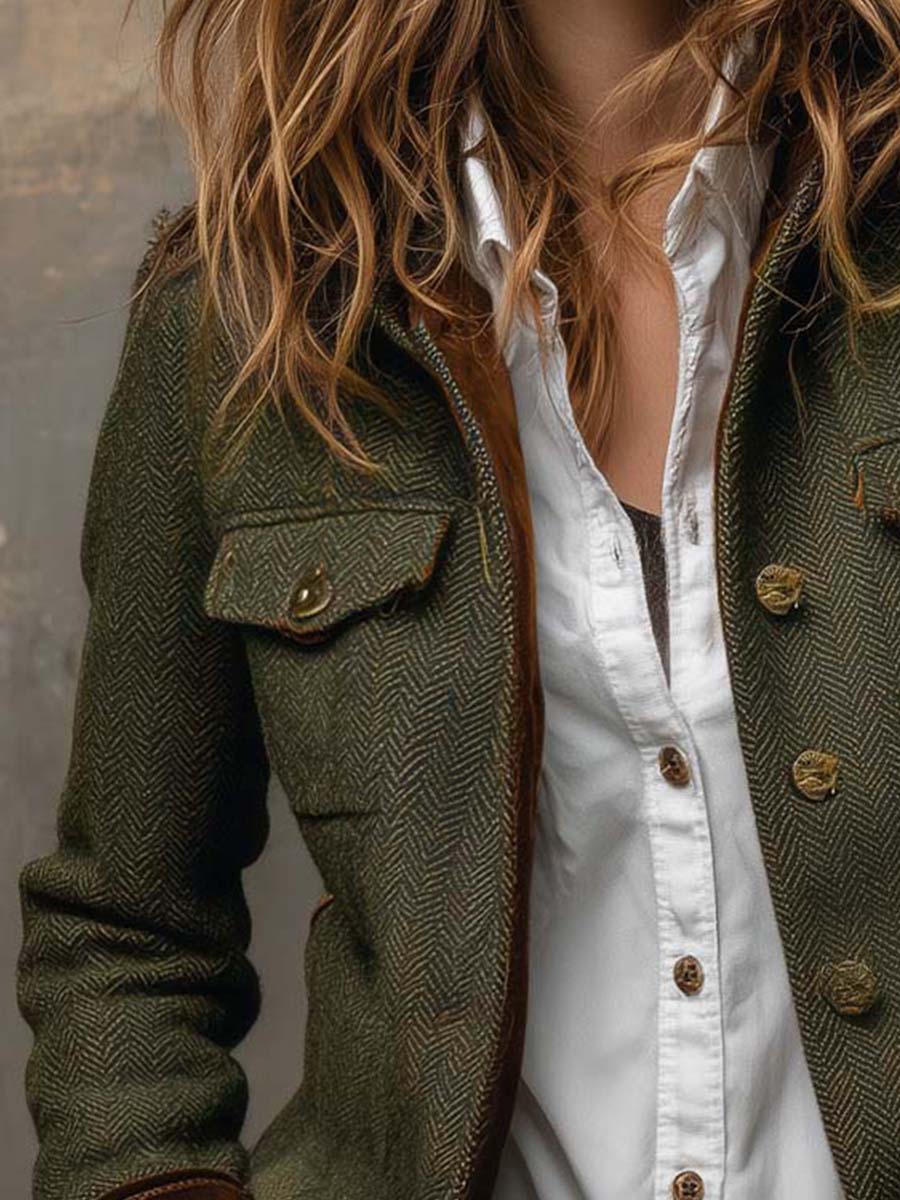 BELLA™ - ELEGANT VINTAGE HOUNDSTOOTH BLAZER