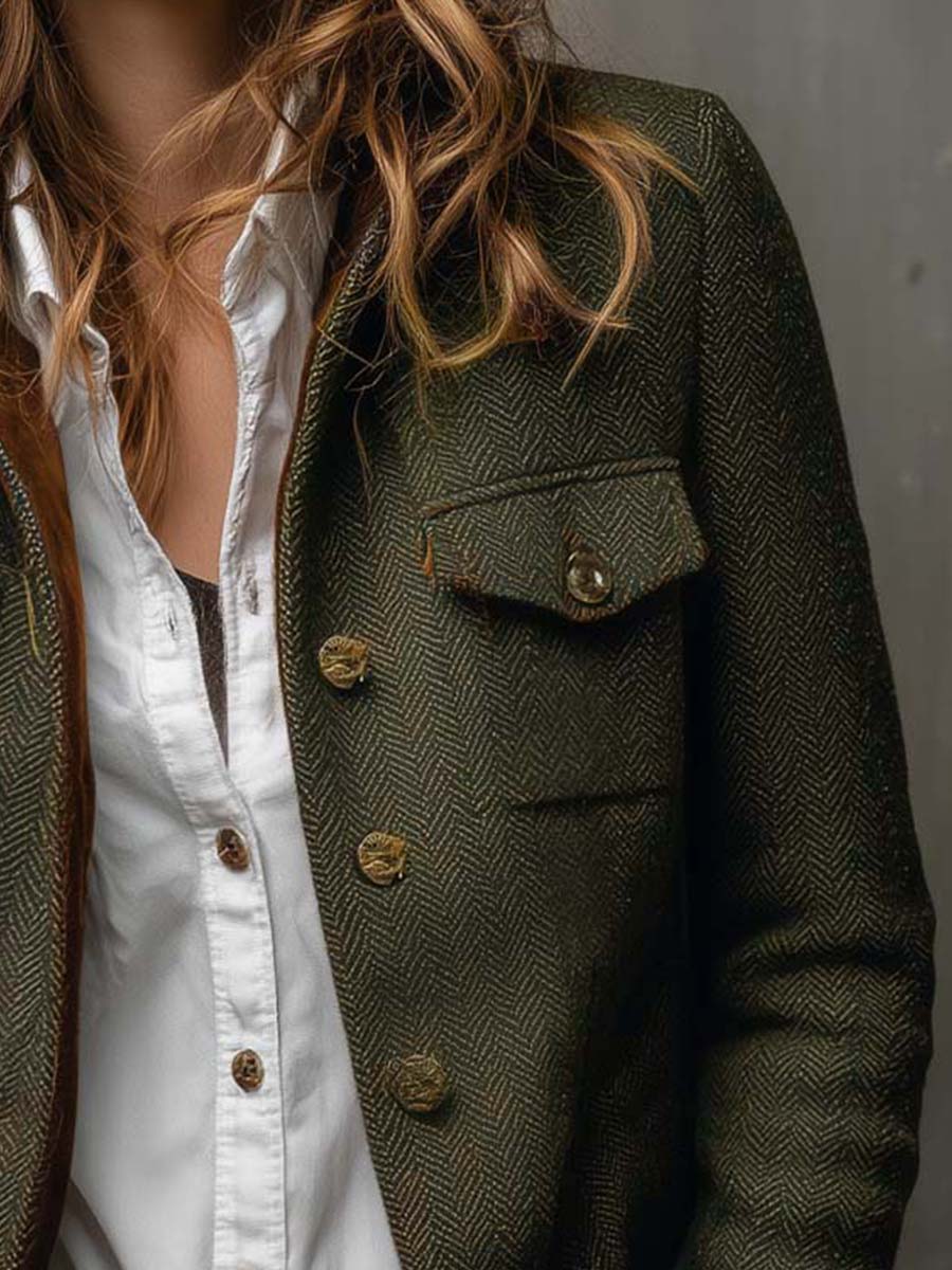 BELLA™ - ELEGANT VINTAGE HOUNDSTOOTH BLAZER