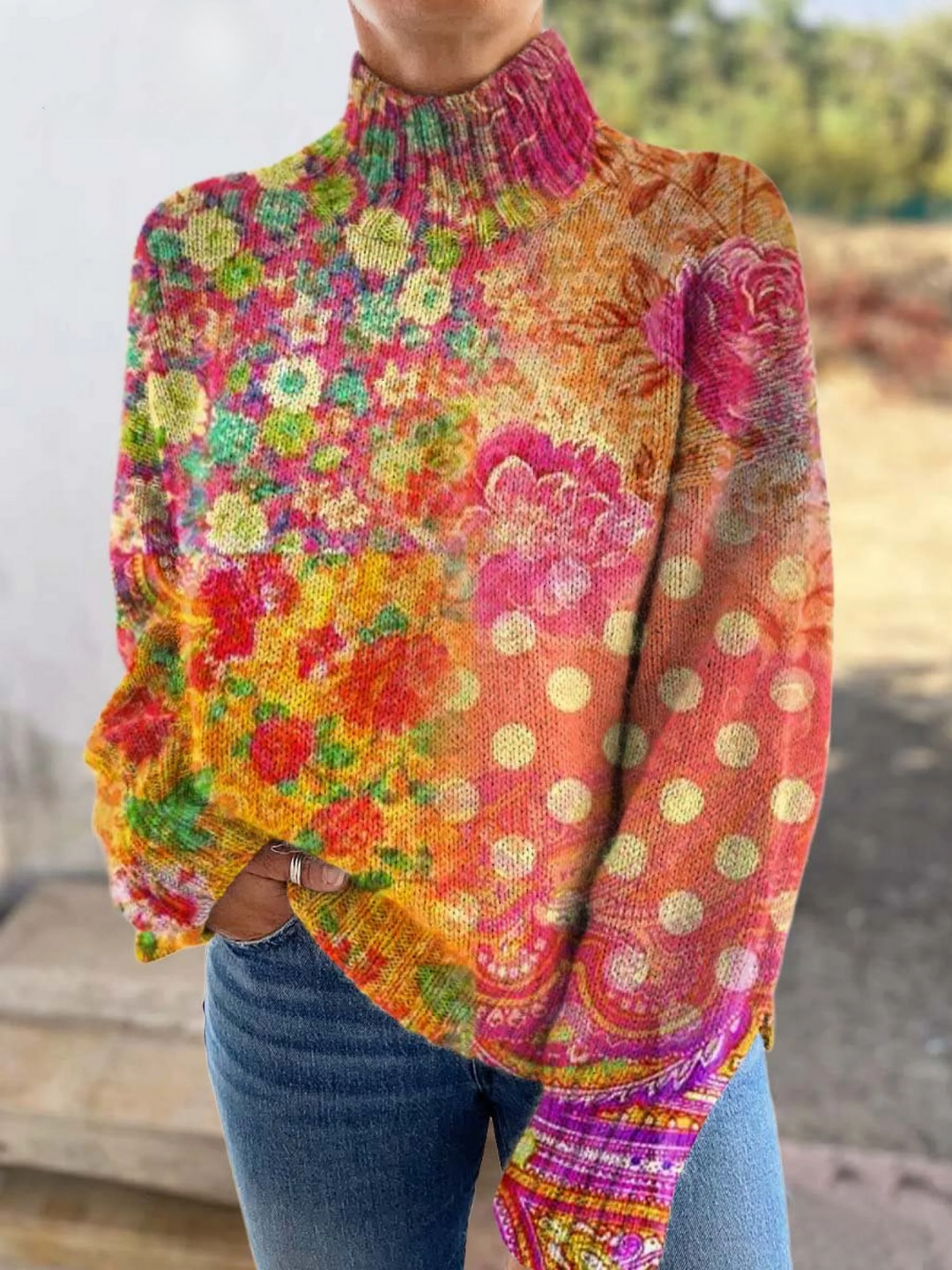 ABIGAIL™ - ELEGANT FLORAL TURTLENECK SWEATER