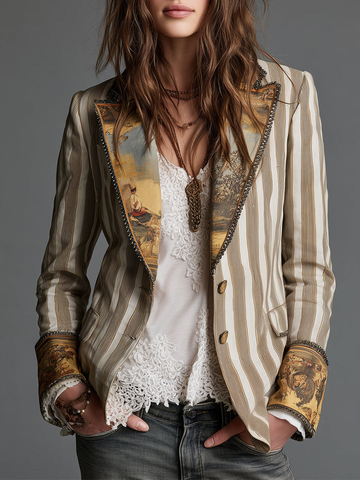ROSALIA™ - ELEGANT BOHEMIAN STRIPE BLAZER