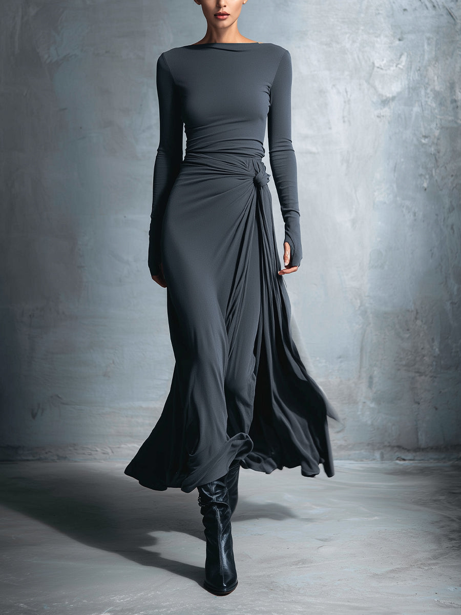 NAOMIE™ - ELEGANT SILK KNIT MAXI DRESS
