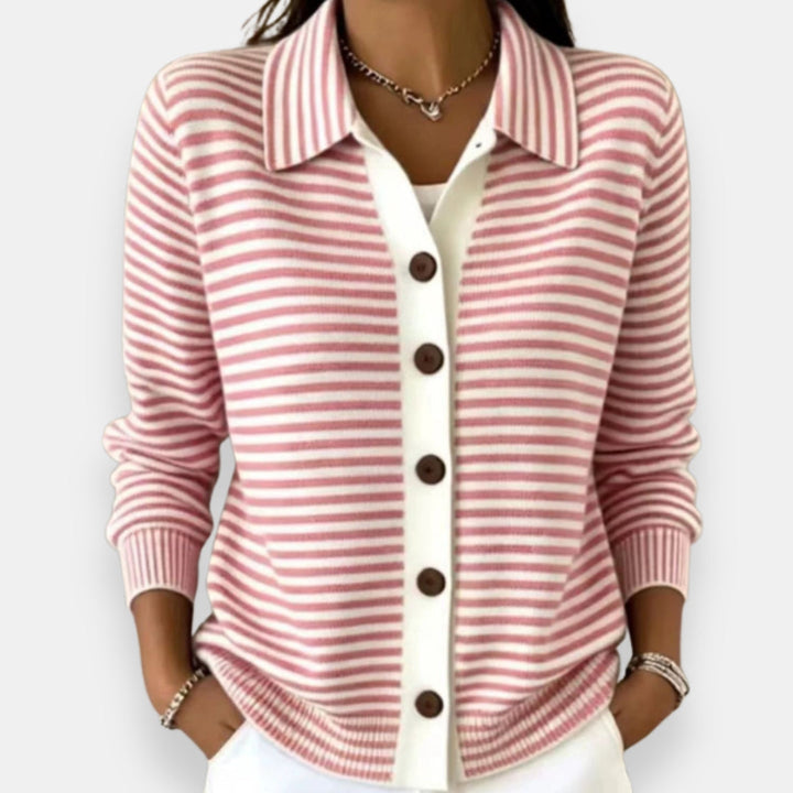 LESLEY™ - ELEGANT STRIPED BUTTON UP CARDIGAN