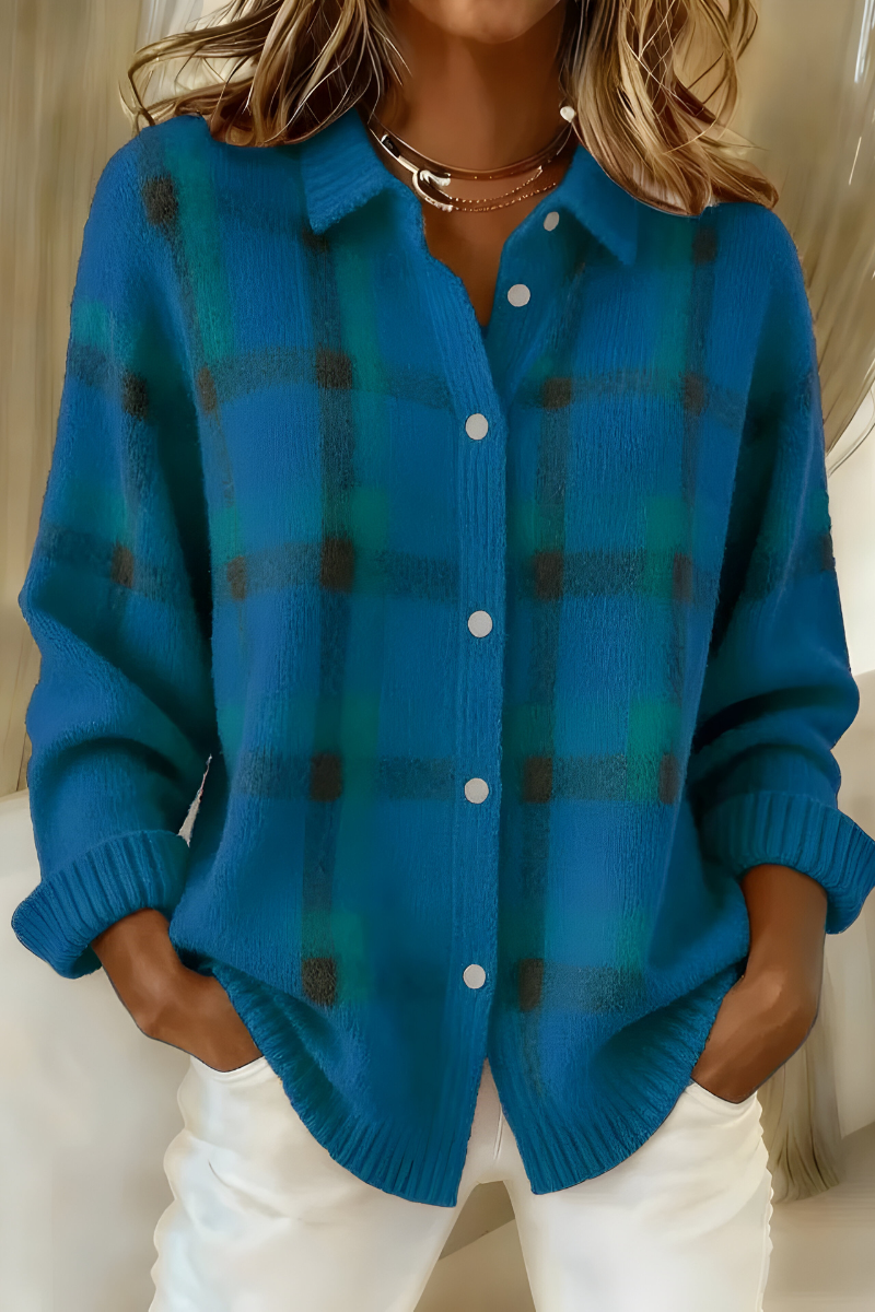 CATERINA™ - ELEGANT PLAID KNIT CARDIGAN