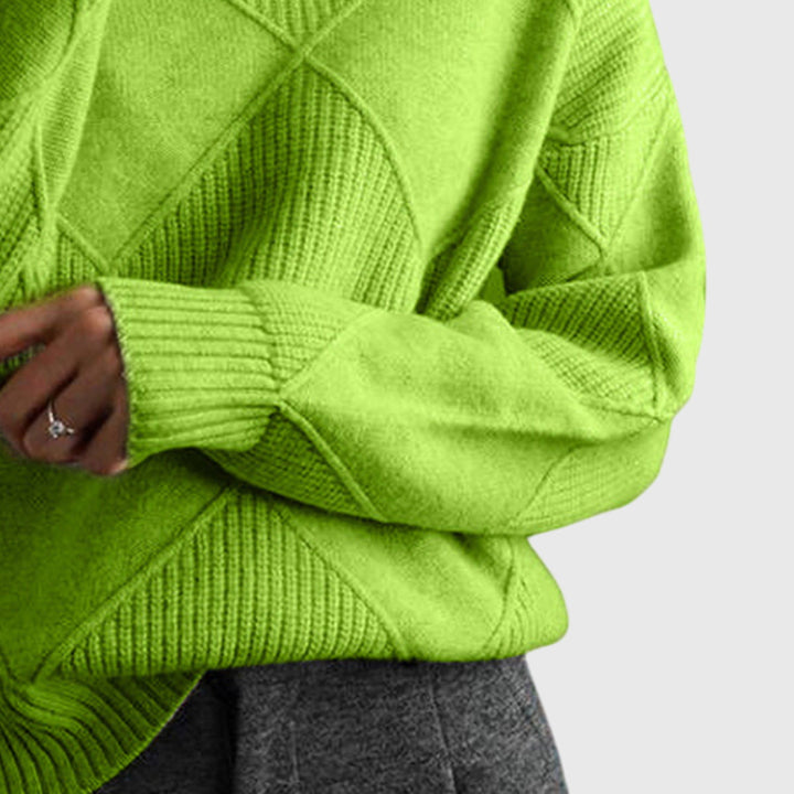 ANGELA™ - ELEGANT TEXTURED PATCHWORK TURTLENECK