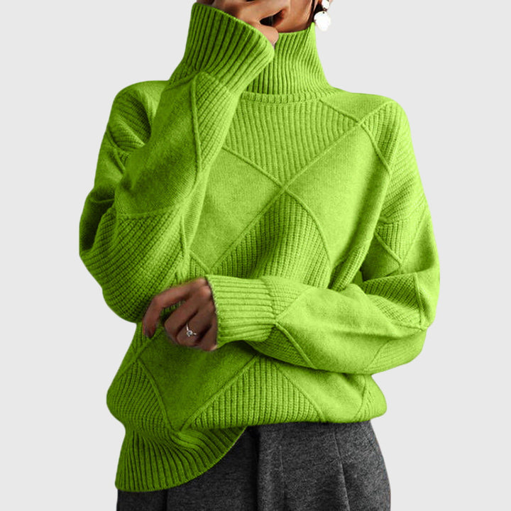 ANGELA™ - ELEGANT TEXTURED PATCHWORK TURTLENECK