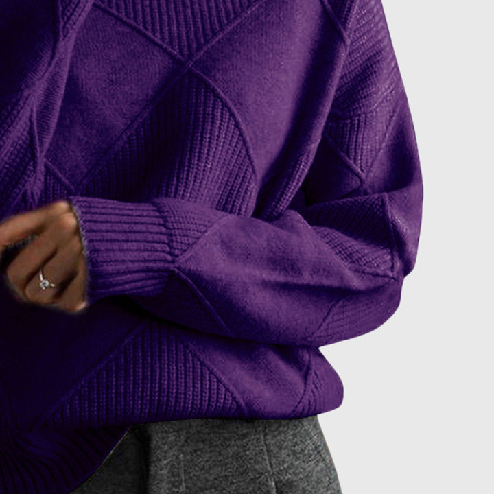 ANGELA™ - ELEGANT TEXTURED PATCHWORK TURTLENECK