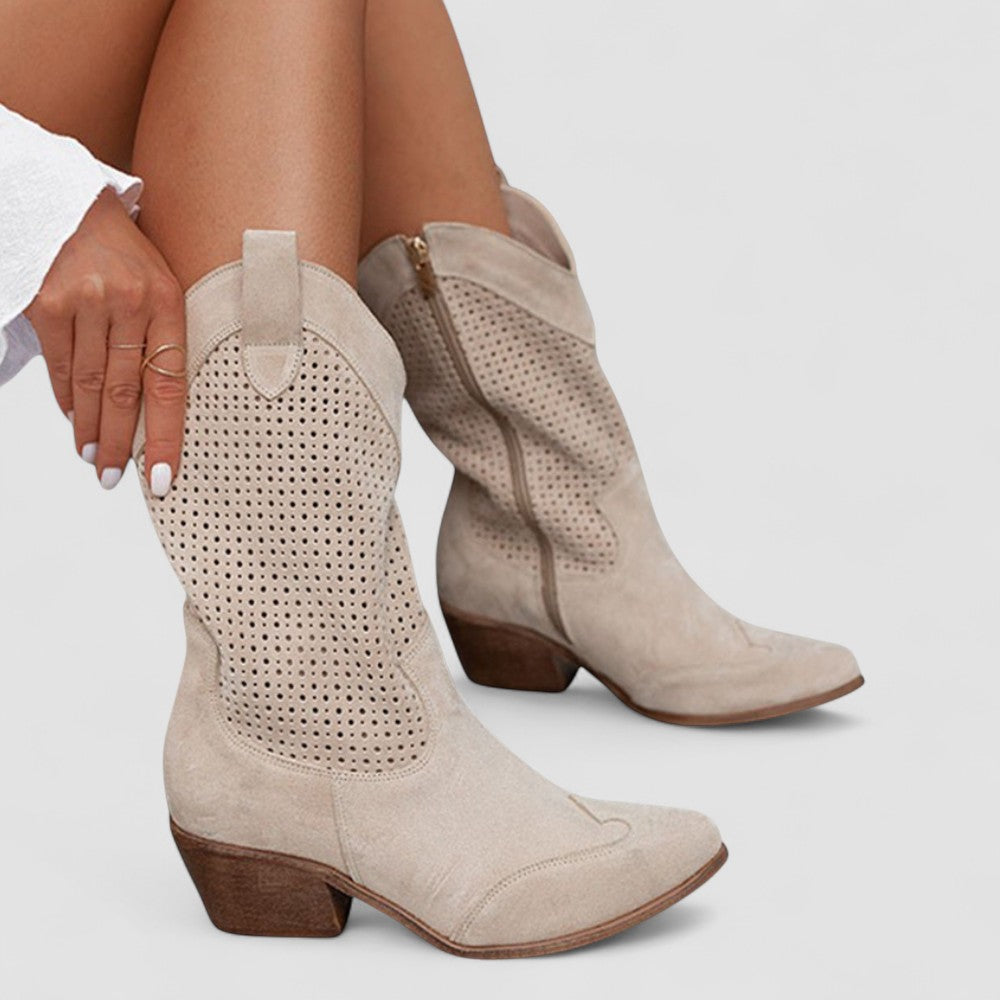 QUINN™ - ELEGANT PERFORATED WESTERN BOOTS
