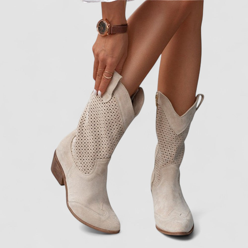 QUINN™ - ELEGANT PERFORATED WESTERN BOOTS