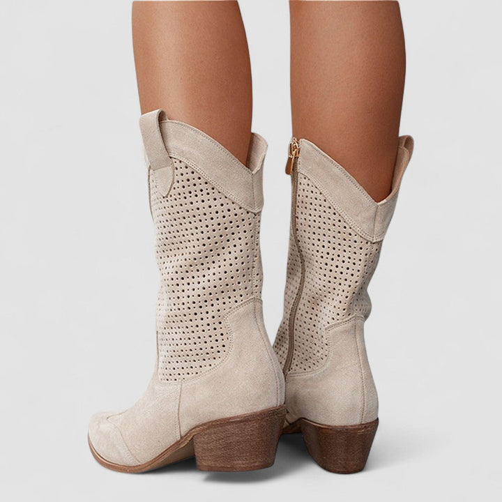 QUINN™ - ELEGANT PERFORATED WESTERN BOOTS