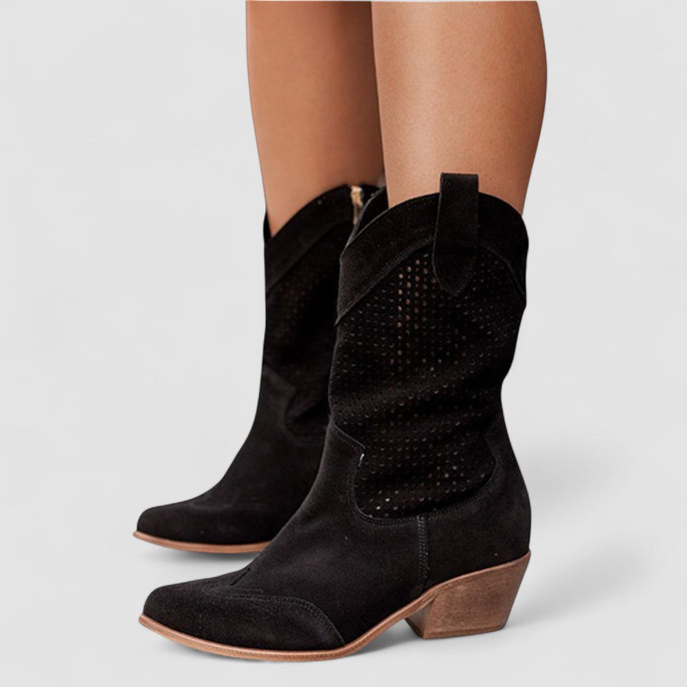 QUINN™ - ELEGANT PERFORATED WESTERN BOOTS