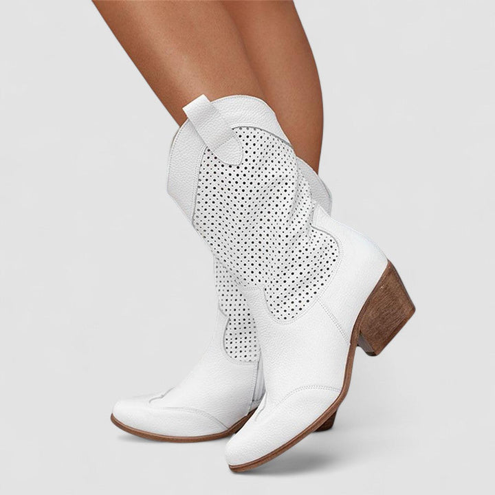 QUINN™ - ELEGANT PERFORATED WESTERN BOOTS