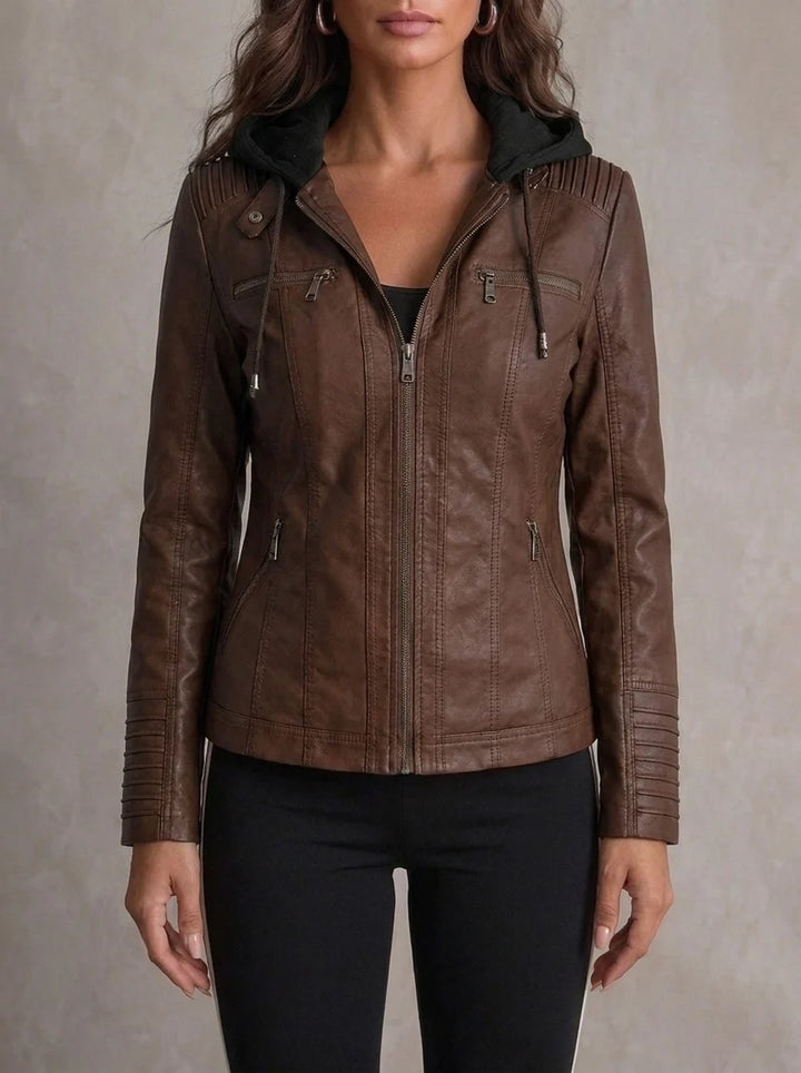 SCYLLA™ - ELEGANT HOODED LEATHER JACKET
