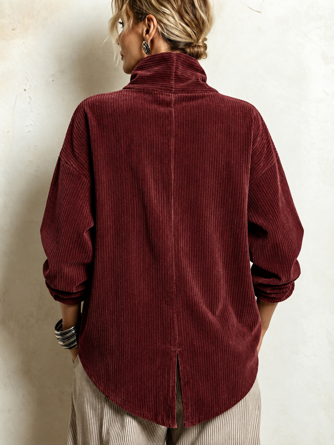 AMBER™ - ELEGANT CORDUROY BUTTON-UP SWEATER