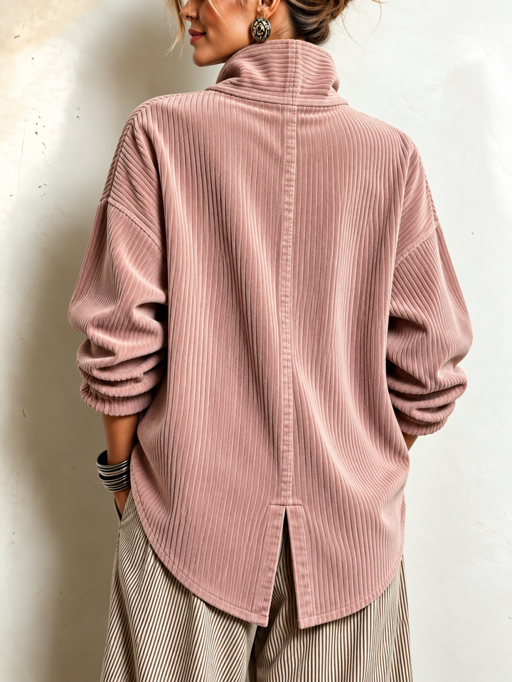 AMBER™ - ELEGANT CORDUROY BUTTON-UP SWEATER