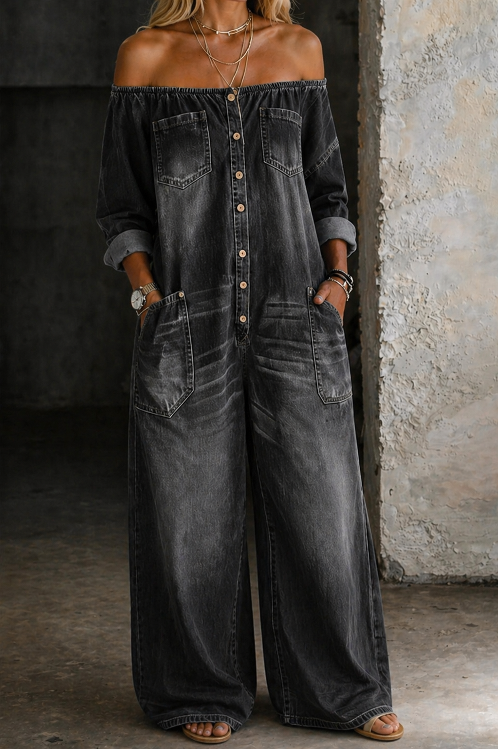 ELENA™ - LONG-SLEEVE SUMMER DENIM JUMPSUIT