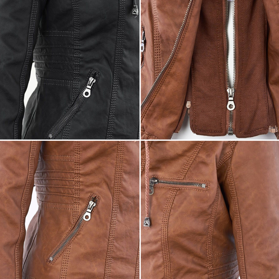 CALLISTA™ - ELEGANT HOODED LEATHER JACKET