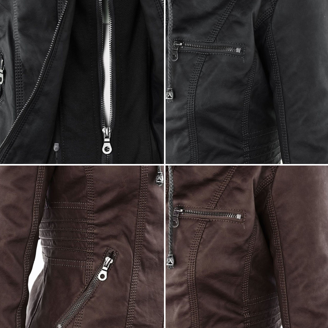 CALLISTA™ - ELEGANT HOODED LEATHER JACKET