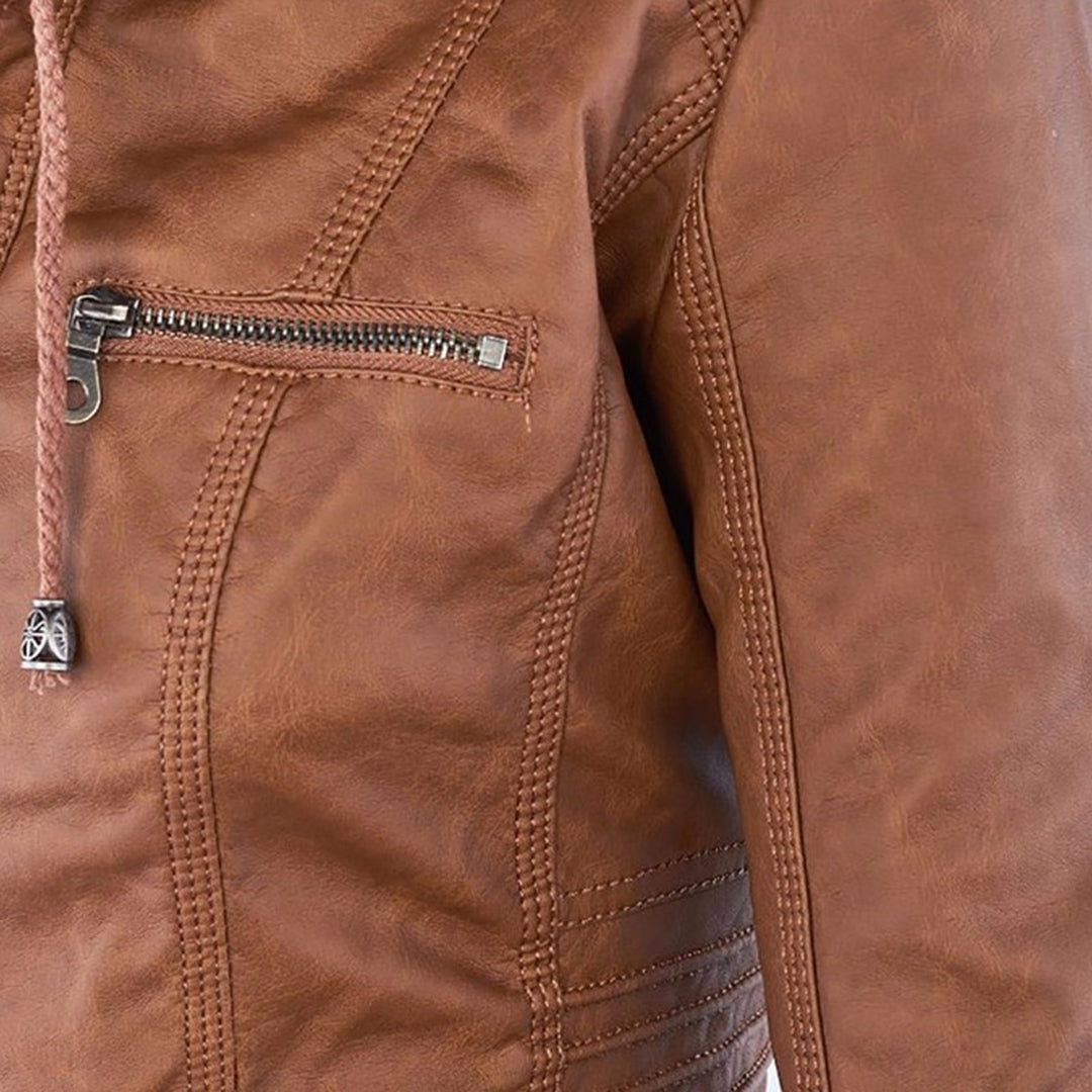 CALLISTA™ - ELEGANT HOODED LEATHER JACKET