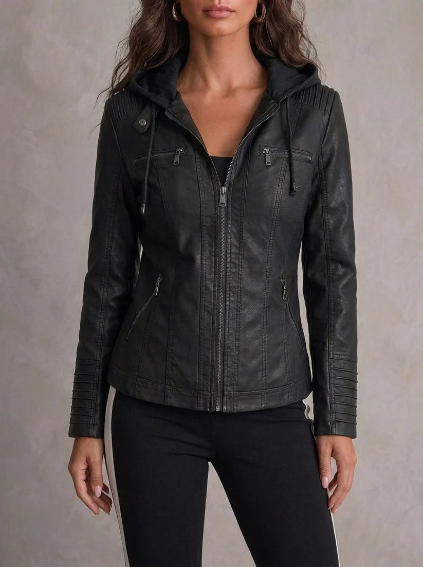 BETTLY™ - ELEGANT HOODED LEATHER JACKET