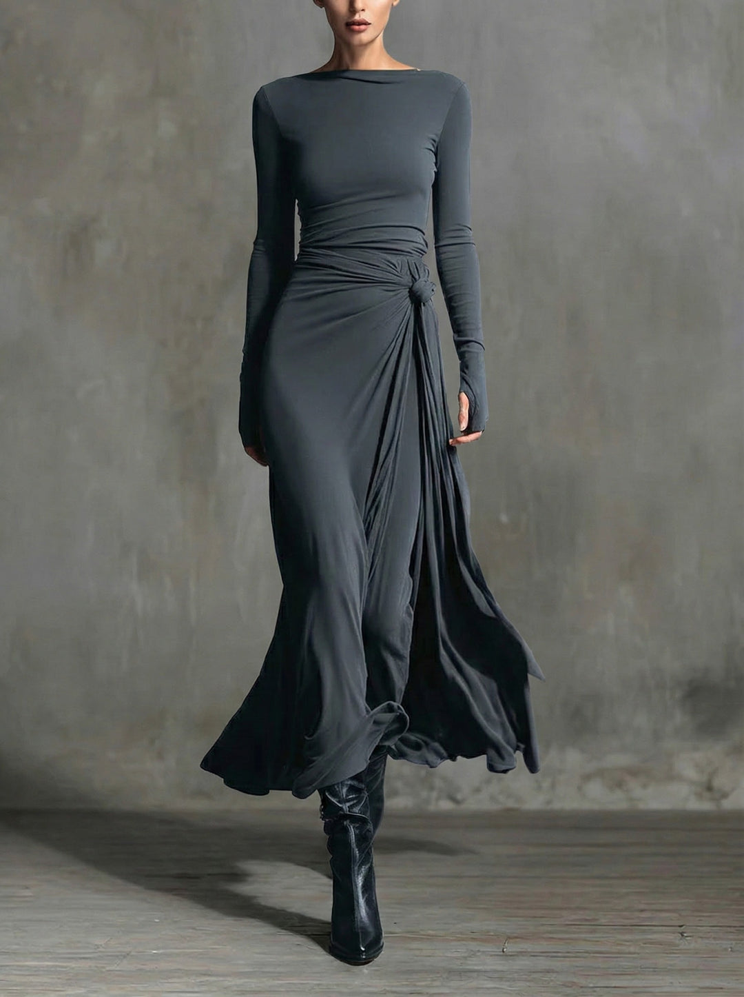 NAOMIE™ - ELEGANT SILK KNIT MAXI DRESS