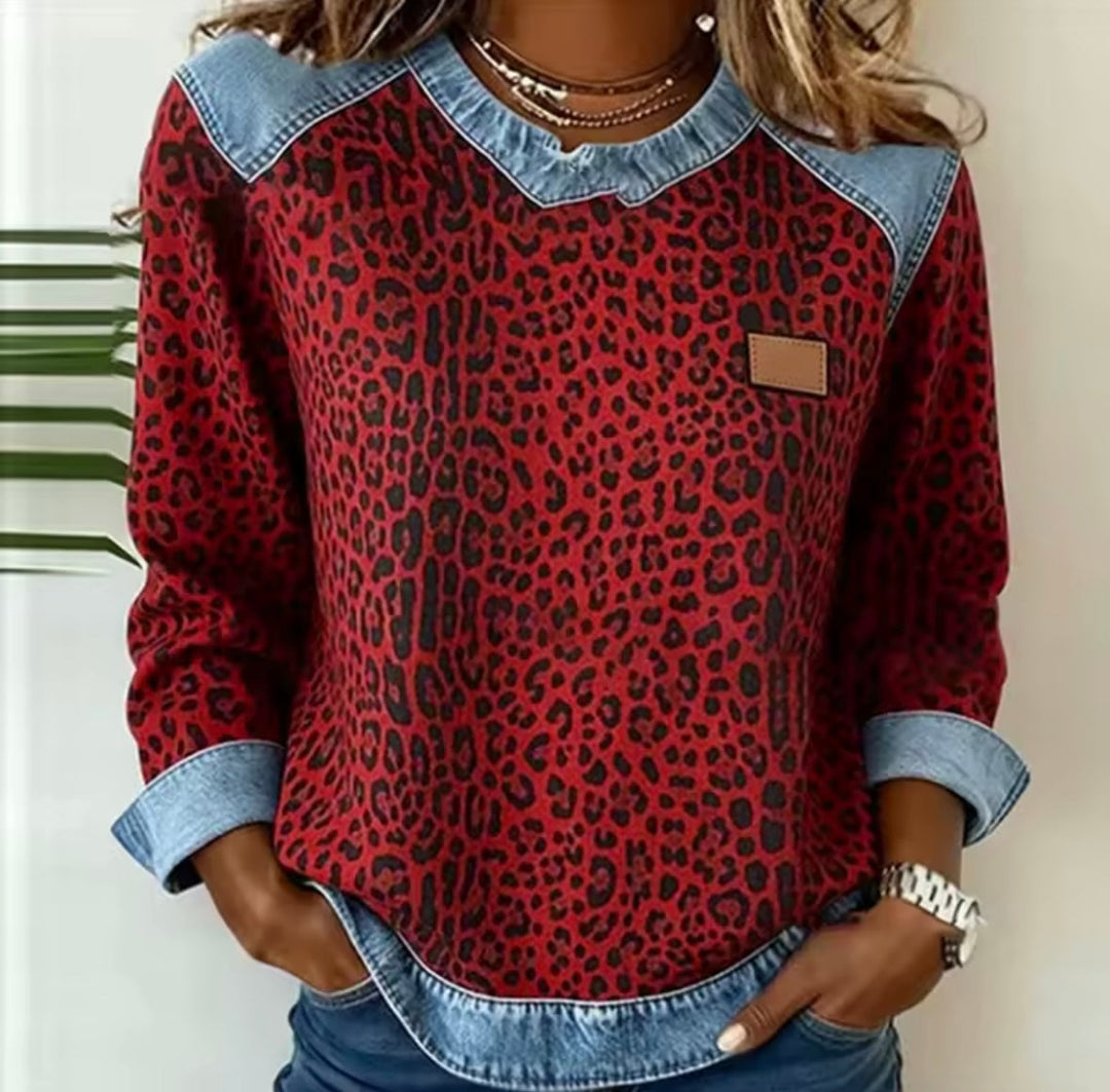 EMMA™ - ELEGANT DENIM PATCH SWEATER