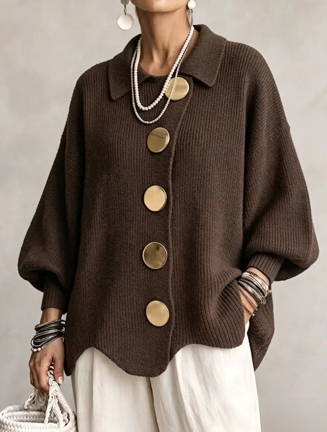RUTH™ - ELEGANT OVERSIZED COLLARED CARDIGAN